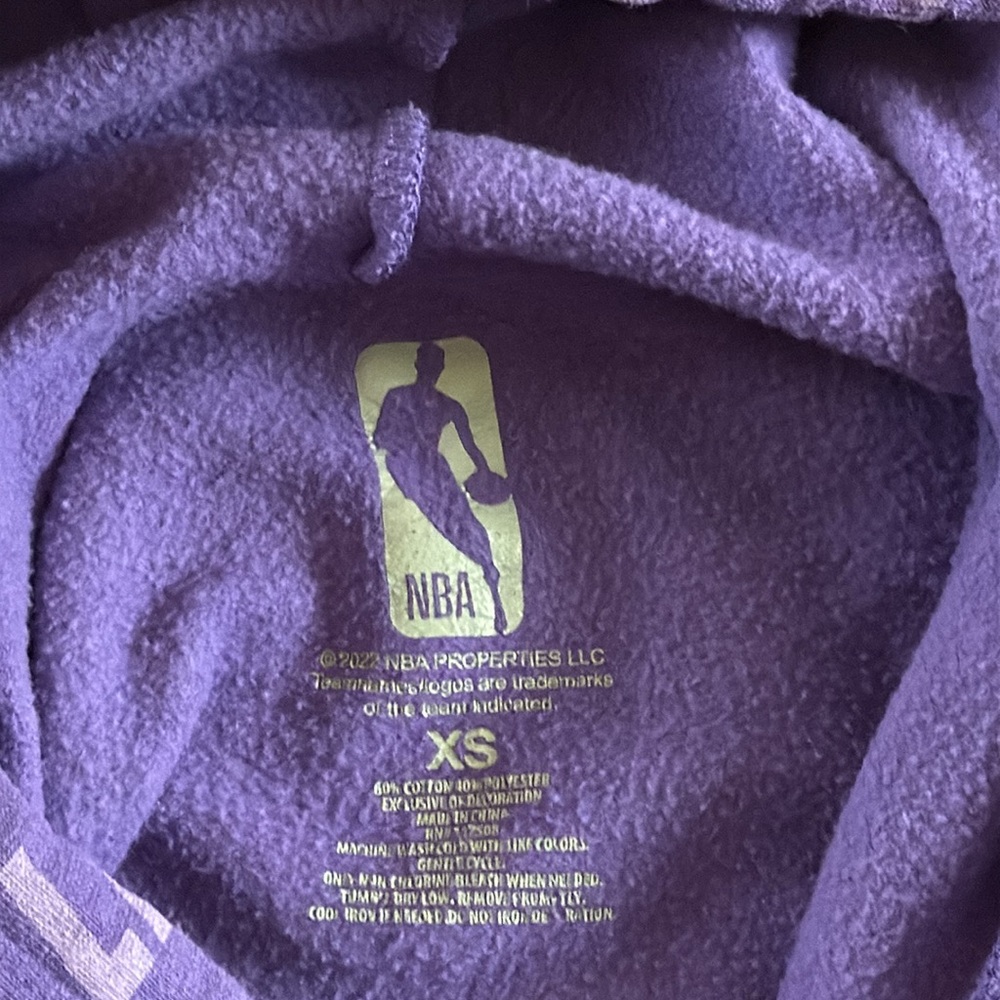 NBA LOS ANGELES LAKERS PURPLE UNISEX HOODIE SIZE XS - Picture 6 of 8